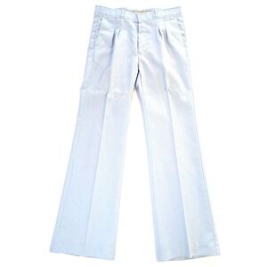 Vintage Angels Flight Tobias Kotzin Light Blue Pinstripe Flare Pants Mens 30x31